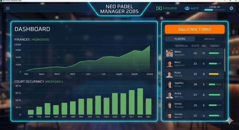 Interfaz del juego 20x10 Manager